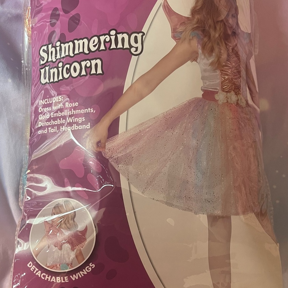 Shimmering Unicorn Costume with Detachable Wings Spirt Halloween